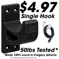 Single Hook - 3D Printed Garage Storage Hook 50lbs Tested